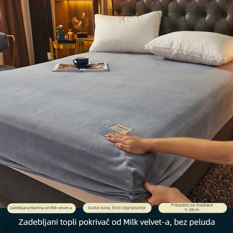 Navlaka za pokrivač – mliječni velur, twill tkanina, reakcijsko tiskanje i bojenje, jednobojna, moderni minimalistički stil