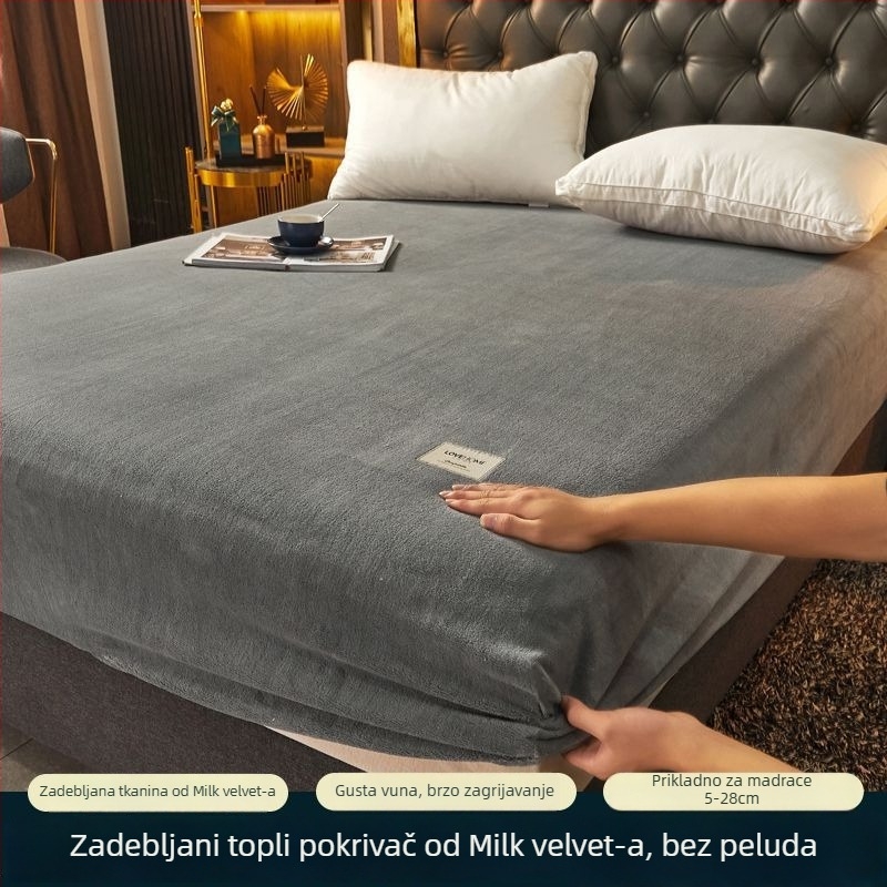 Navlaka za pokrivač – mliječni velur, twill tkanina, reakcijsko tiskanje i bojenje, jednobojna, moderni minimalistički stil