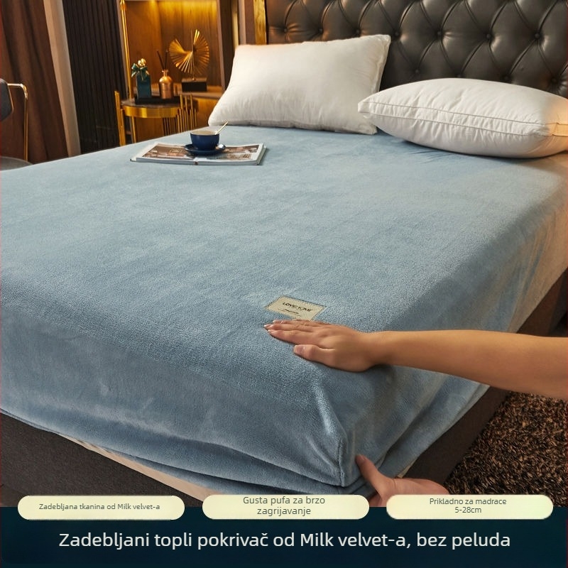 Navlaka za pokrivač – mliječni velur, twill tkanina, reakcijsko tiskanje i bojenje, jednobojna, moderni minimalistički stil