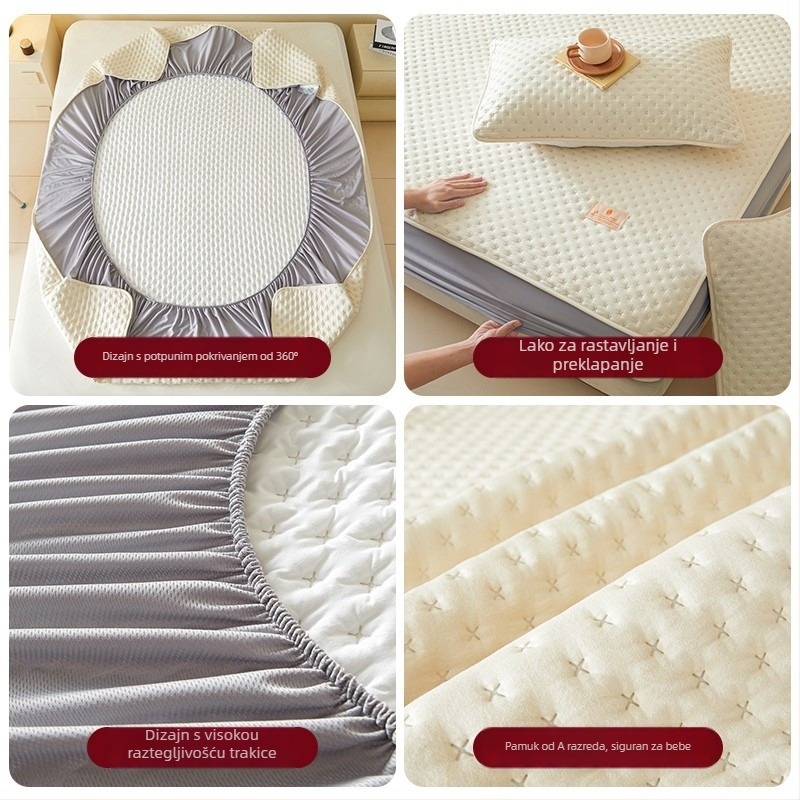 Elastični plisirani plašt od oprane pamučne, quilted debeli, protuklizan, zaštitni pokrivač madraca, jedinstven uzorak, reaktivno bojanje