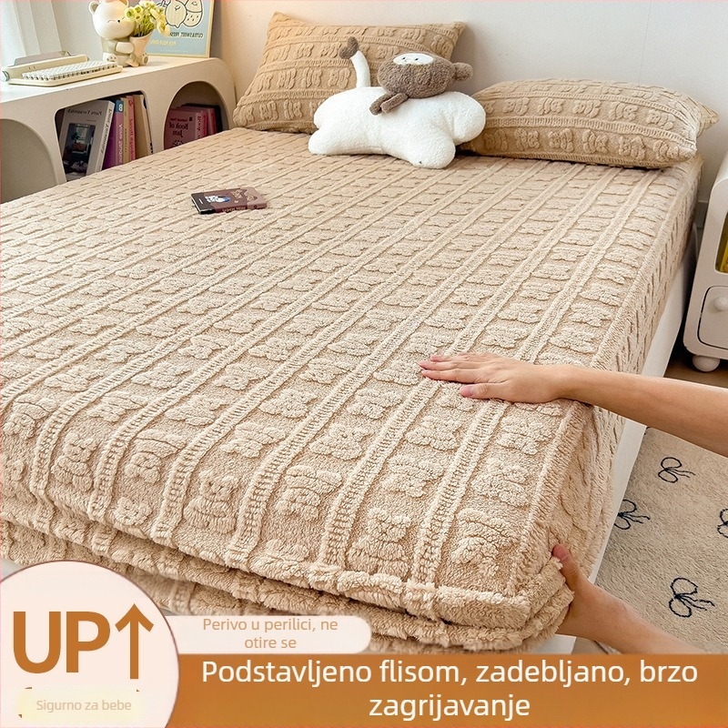 Zimska debela topla jacquard velur od mlijeka, napinjajući list, navlaka za krevet i Simmons fleece zaštita madraca