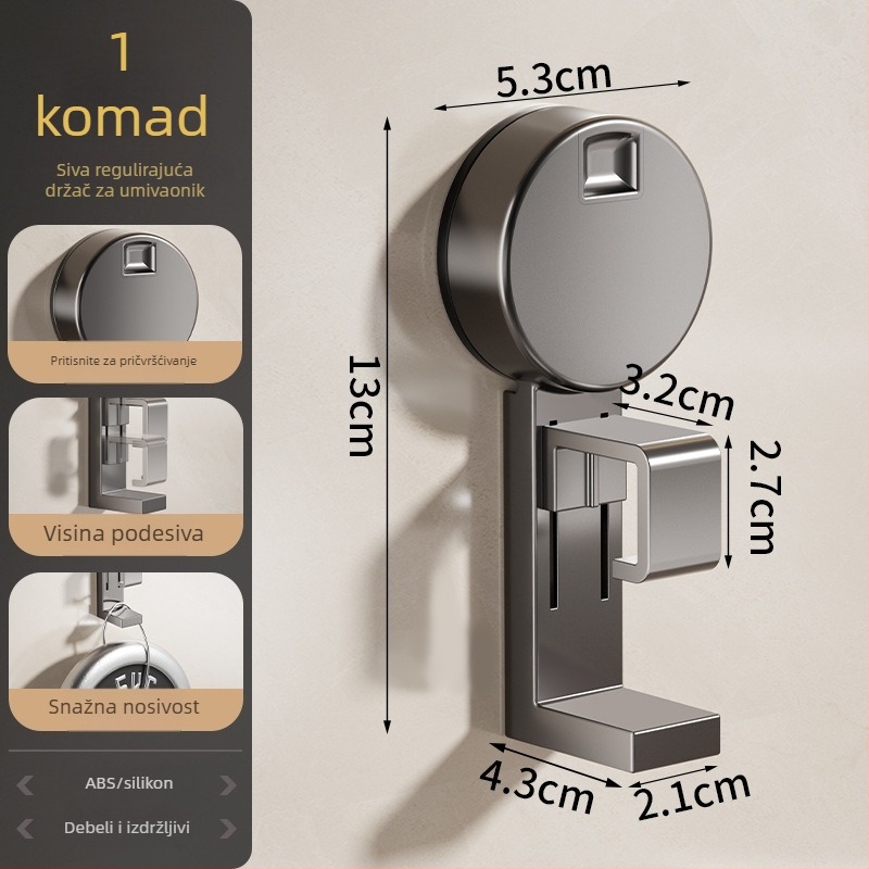 Držač za umivaonik s prisavkom za kupaonicu, nosivost 5 kg, jedan nivo