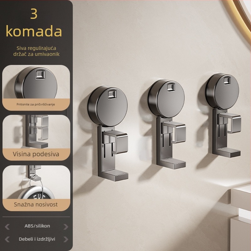 Držač za umivaonik s prisavkom za kupaonicu, nosivost 5 kg, jedan nivo