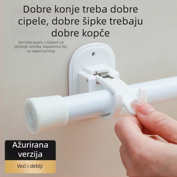 Držač za zavjese s teleskopskim ramenom – bez bušenja, ABS, japanski stil, jedan kukica