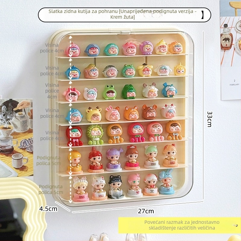 Zidna kutija za izlaganje figurica, plastična, prašinu otporna, kapacitet 1 L, modern minimalistički stil, model 111111111