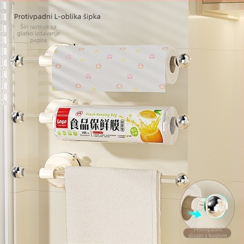 Plastični držač kuhinjske papirnate maramice sa usisnom čašom, za zid, nosivost 3 kg, pogodan za kupaonicu, kuhinju i dnevni boravak