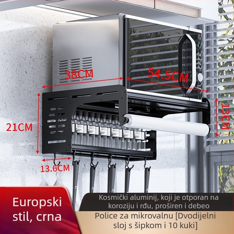 Zidni kuhinjski stalak - Mrs. Hope, višenamjenski, aluminijska konstrukcija