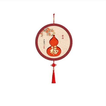 Novi kineski stil: ukrasni zidni plakat za ulaz s oblikom tikve i znakom Fu, uokviren, inkjet otisak na kristalnom filmu, kaligrafija i slikarstvo