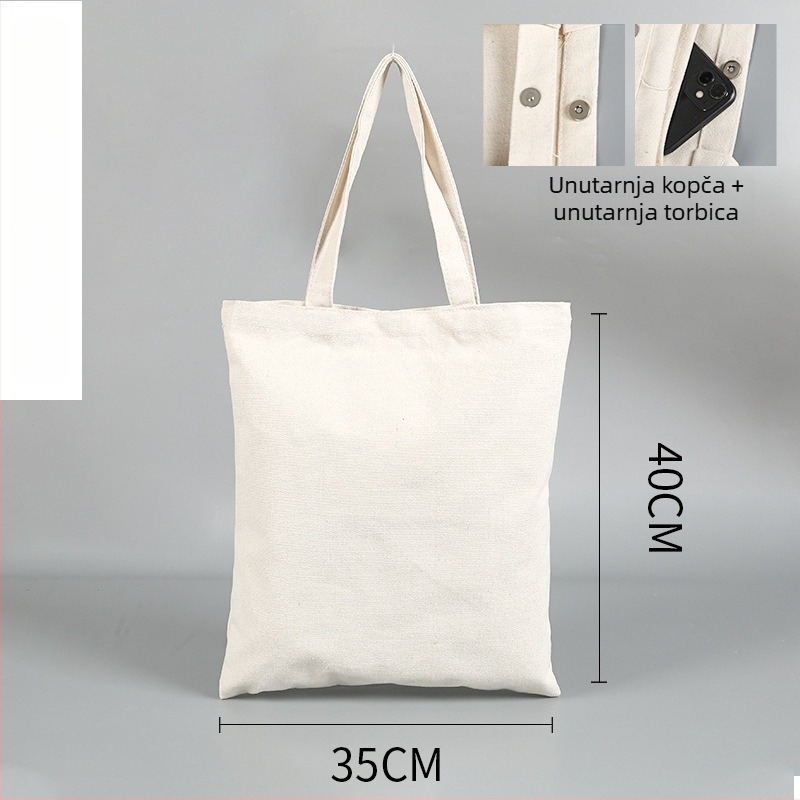 Platnena tote torba s prilagodljivim logom, strošno tiskanje, dno i bočne stranice, opća namjena pakiranja
