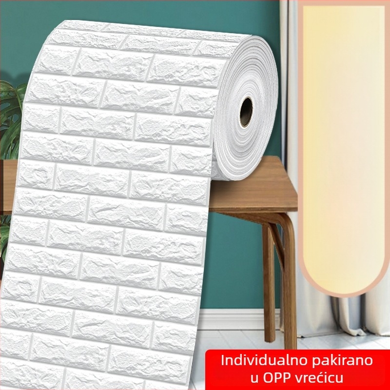 3D pjena tapeta s ciglastim uzorkom, kontinuirana rola, širina 50 cm - dekorativna zidna naljepnica za dnevni boravak, spavaću sobu ili radnu sobu