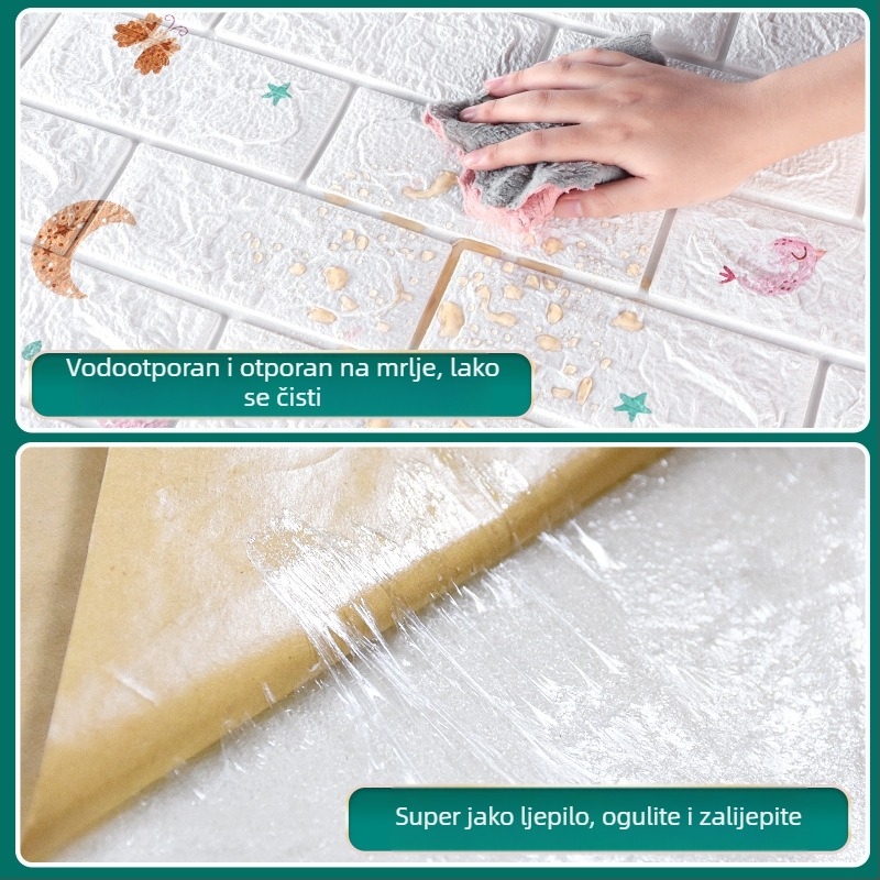 3D pjena tapeta s ciglastim uzorkom, kontinuirana rola, širina 50 cm - dekorativna zidna naljepnica za dnevni boravak, spavaću sobu ili radnu sobu