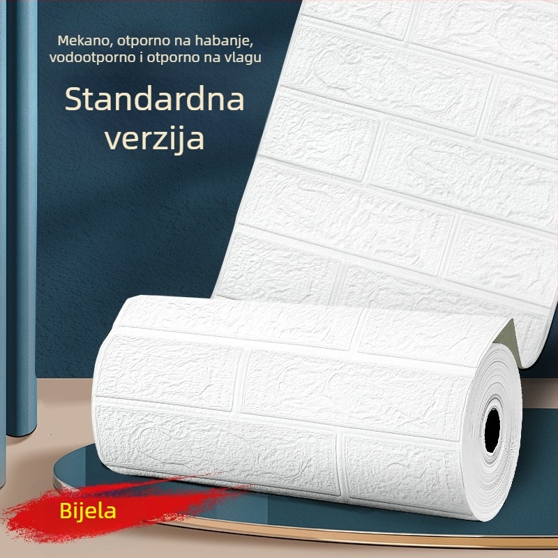 3D pjena tapeta s ciglastim uzorkom, kontinuirana rola, širina 50 cm - dekorativna zidna naljepnica za dnevni boravak, spavaću sobu ili radnu sobu