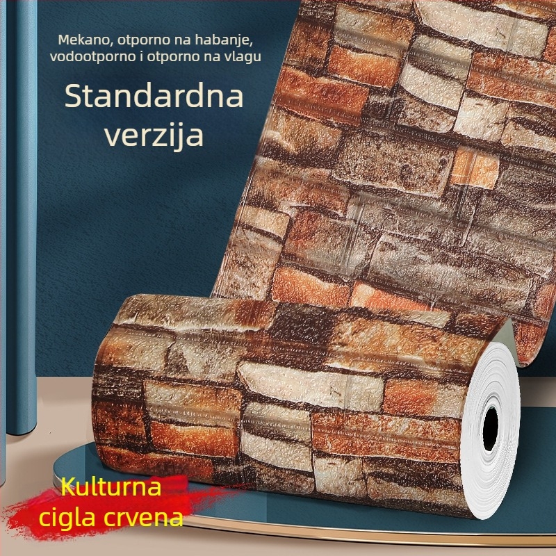3D pjena tapeta s ciglastim uzorkom, kontinuirana rola, širina 50 cm - dekorativna zidna naljepnica za dnevni boravak, spavaću sobu ili radnu sobu