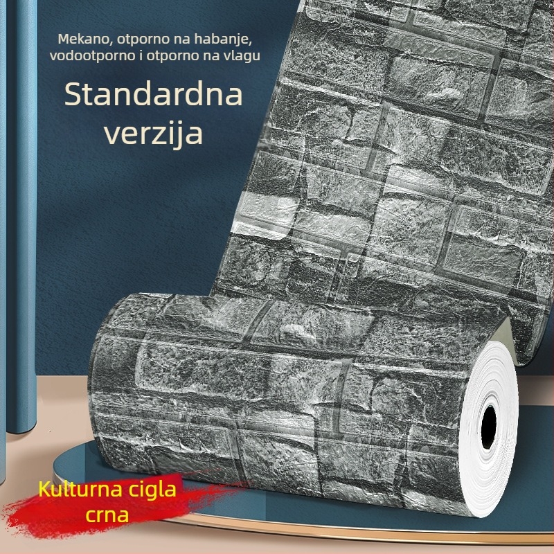 3D pjena tapeta s ciglastim uzorkom, kontinuirana rola, širina 50 cm - dekorativna zidna naljepnica za dnevni boravak, spavaću sobu ili radnu sobu