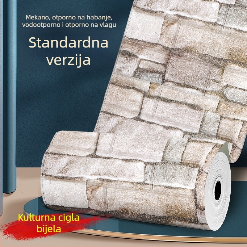 3D pjena tapeta s ciglastim uzorkom, kontinuirana rola, širina 50 cm - dekorativna zidna naljepnica za dnevni boravak, spavaću sobu ili radnu sobu