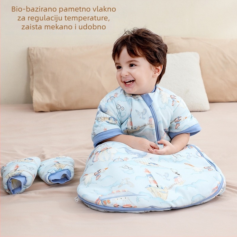 Odvojivi i perivi dječji vreć spavanja za jesen-zimu, pamuk vanjski i podstava, debeli šivani sloj, uzorak sa životinjama, za bebe i malu djecu
