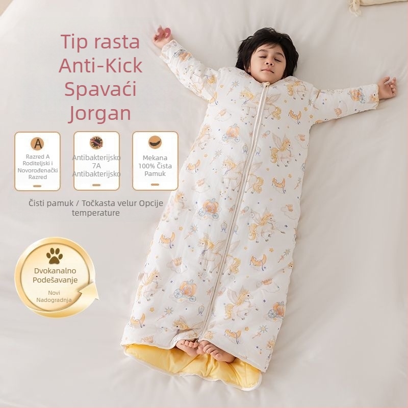Dječji vreća za spavanje za sve sezone, debeli jesen–zima, za rast djece, deka protiv kikotanja tijekom sna