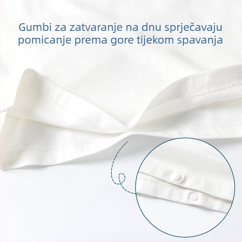 Tanki ljetni dječji spavaći vak, jednoplošna pidžama za proljeće i jesen, pamuk 95%+, pogodno za klimatizirane sobe, dizajn protiv udaranja nogu