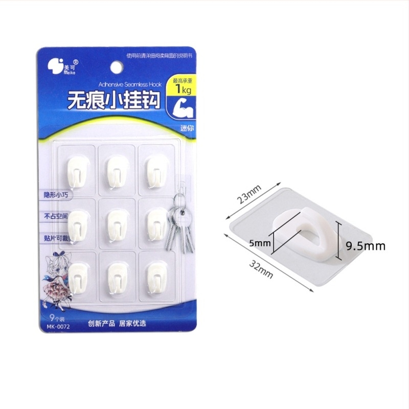 Meike ljepljivi kuka ABS, jedan kukA, moderni stil, nosivost 0–1 kg, 9 kom., izdanje Zima 2022.