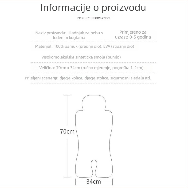 Hladajuća podloga za kolica za bebu – pamuk, Prilagodljiva obrada: Da, Podržava jedinstvenu distribuciju: Da, Pozicija: Beba, Kategorija: Podloga