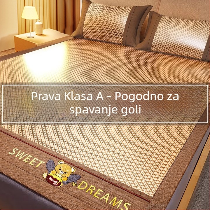 LIFE HOME Ice Silk i Rattan Set prostirki, sklopni, moderan stil, izšiven uzorak