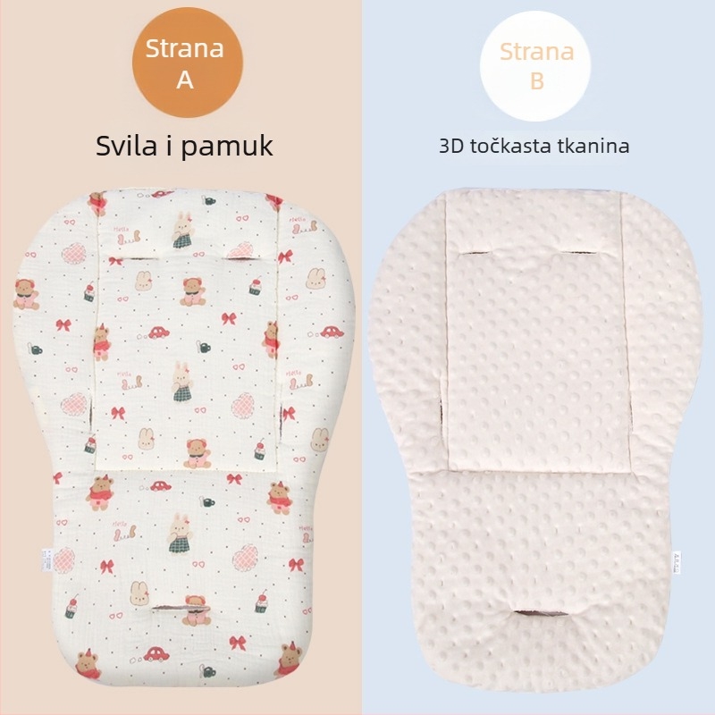 Pamuk podmeta za dječja kolica - prednja crepe pamuk, stražnja mekana tkanina; za djecu od 0 do 3 godine