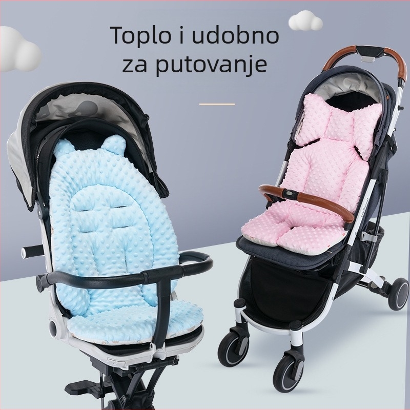 Jastučnica za sjedište kolica – dvostrani baršun, za sve sezone, debeli topli jastučić za bebe 0–1 godina, pamuk