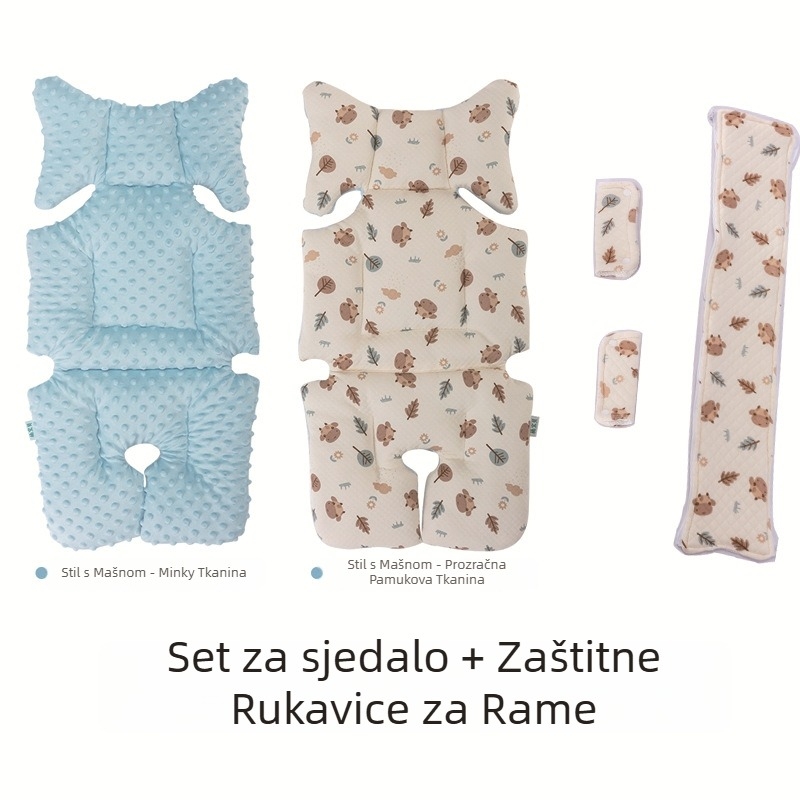 Jastučnica za sjedište kolica – dvostrani baršun, za sve sezone, debeli topli jastučić za bebe 0–1 godina, pamuk