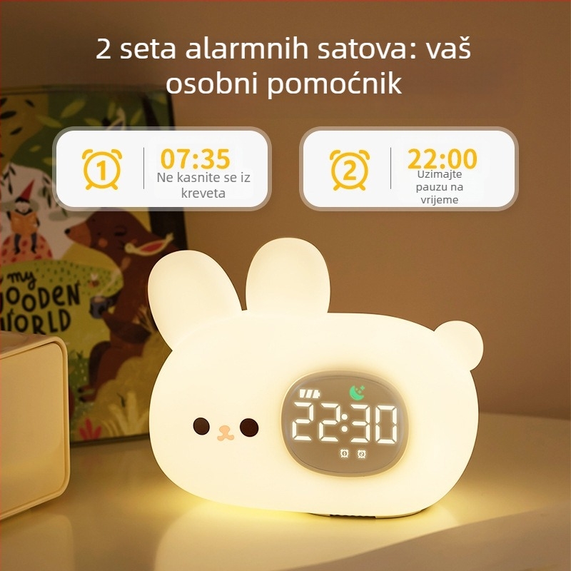 Studentski budilnik s noćnim svjetlom na noćnom ormariću, crtani digitalni sat za djecu, vanjsko napajanje, plastično kućište i cifernik