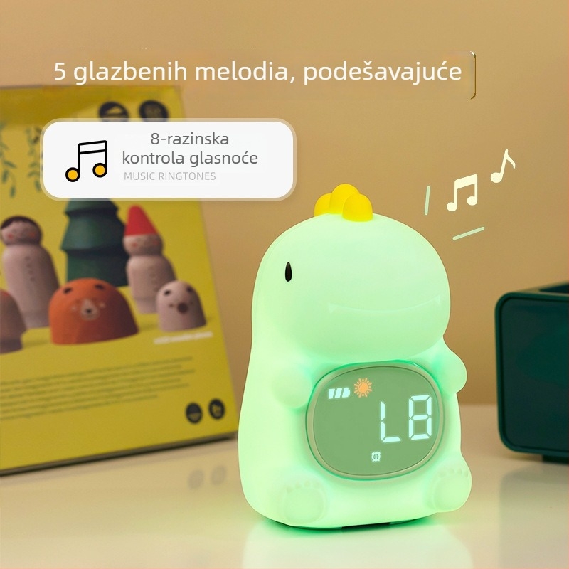 Studentski budilnik s noćnim svjetlom na noćnom ormariću, crtani digitalni sat za djecu, vanjsko napajanje, plastično kućište i cifernik