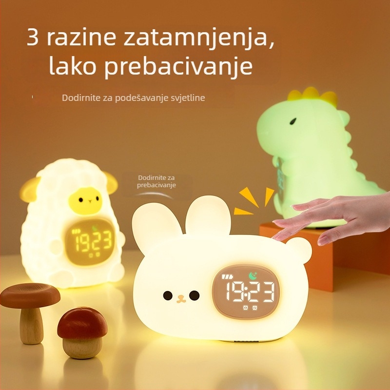 Studentski budilnik s noćnim svjetlom na noćnom ormariću, crtani digitalni sat za djecu, vanjsko napajanje, plastično kućište i cifernik