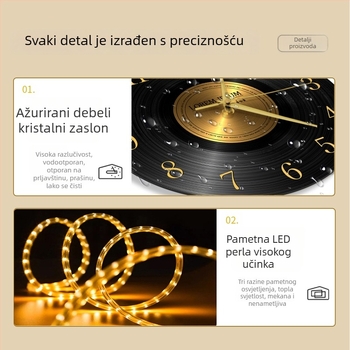Retro zidni sat od vinilne ploče, model 2026 za dom i dnevni boravak, tih rad, kreativni dizajn visoke klase