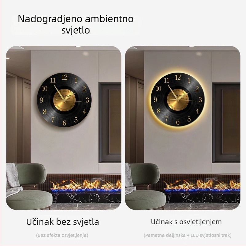 Retro zidni sat od vinilne ploče, model 2026 za dom i dnevni boravak, tih rad, kreativni dizajn visoke klase