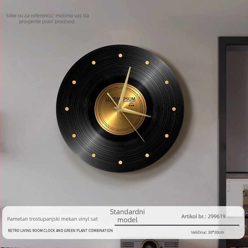 Retro zidni sat od vinilne ploče, model 2026 za dom i dnevni boravak, tih rad, kreativni dizajn visoke klase