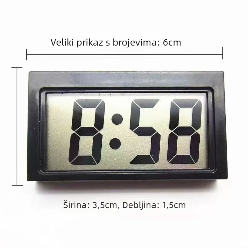 Budilnik s dvostranim LCD zaslonom, kalendarom i dekorativnim značajkama; napajanje baterijom, elektronički mehanizam