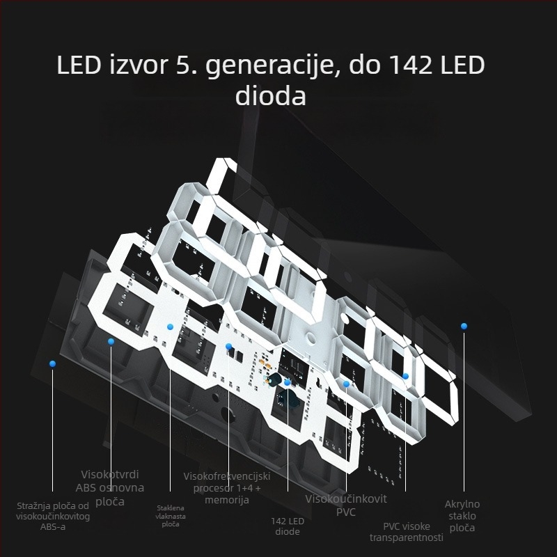 LED digitalni zidni sat, pravokutnog oblika, termometar, kalendar i alarm