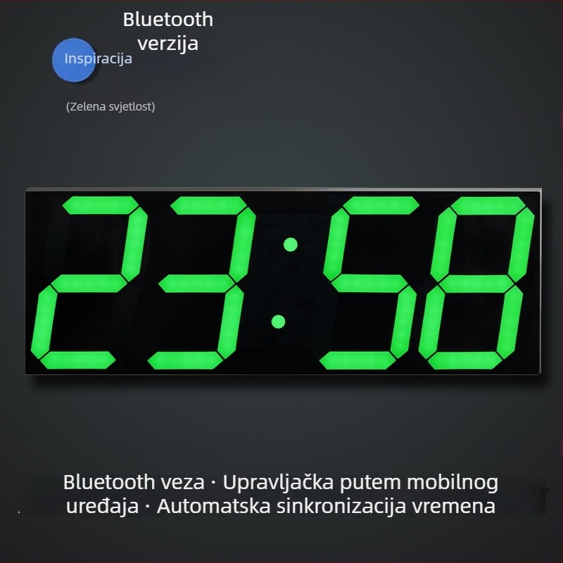 LED digitalni zidni sat, pravokutnog oblika, termometar, kalendar i alarm