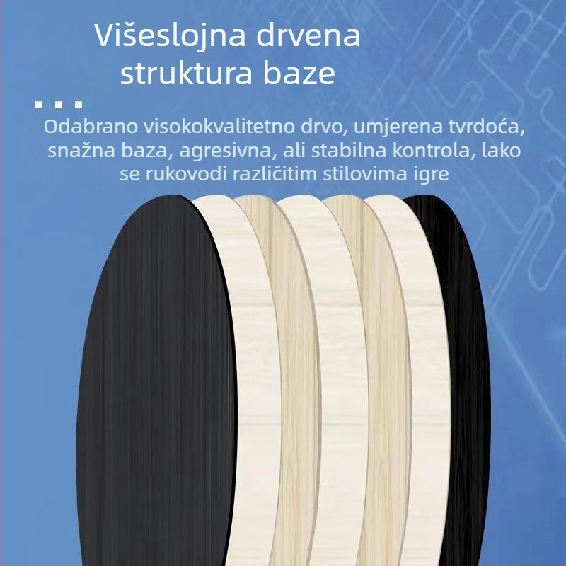 Set reketa za stolni tenis (2 komada) za početnike – karbonska ploča, guma s ljepilom, direktni udar