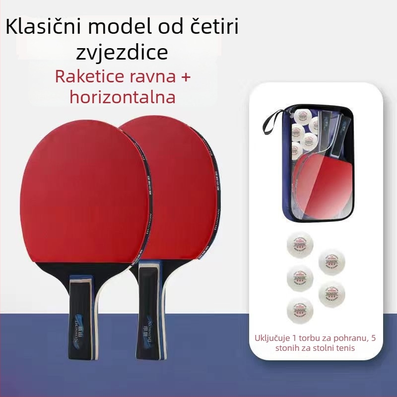 Set reketa za stolni tenis (2 komada) za početnike – karbonska ploča, guma s ljepilom, direktni udar