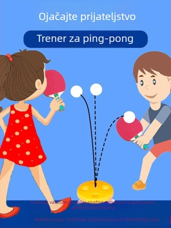 Set za trening stolnog tenisa s bazom s usisnom čašom i elastičnim mekanim osovinom za unutarnju upotrebu — donja pločica od PP-a, guma s pozitivnim ljepilom, raketa tipa pravac, fitness oprema