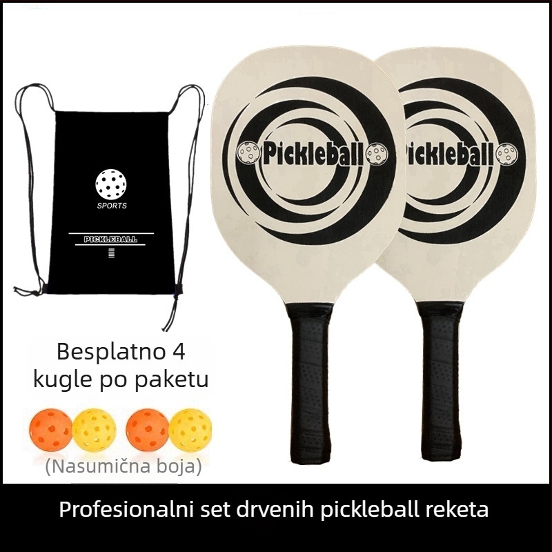 Pickleball reketa - Poplar jezgra, Long-glue guma, vodoravni udarac, prilagođena obrada, otisnut logo