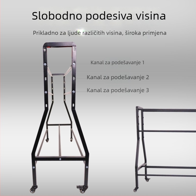 Kolica za trening trojke s pomičnim spremnikom za pohranu, košarkaški stalak od lijevanog željeza, ojačana konstrukcija