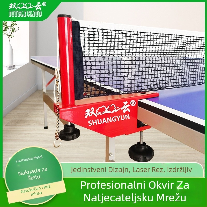 Prijenosna mreža za stolni tenis s nosačem, za unutarnju upotrebu; materijal: najlon i poliester-pamučna tkanina; težina 0,85 kg; brend Double Cloud; pogodna za badminton i tenis