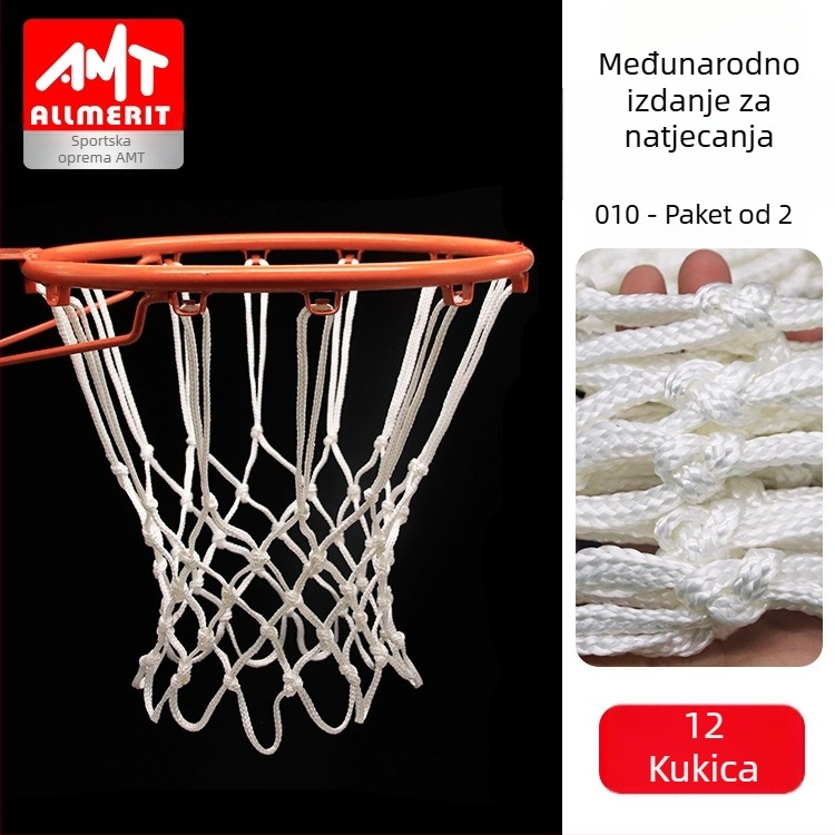 Premium najlon mreža za košarku, izdržljiva s debelim i težim dizajnom, otporna na starenje, prilagodljiva prerada, težina 0.3-0.5 kg