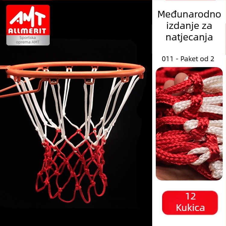 Premium najlon mreža za košarku, izdržljiva s debelim i težim dizajnom, otporna na starenje, prilagodljiva prerada, težina 0.3-0.5 kg