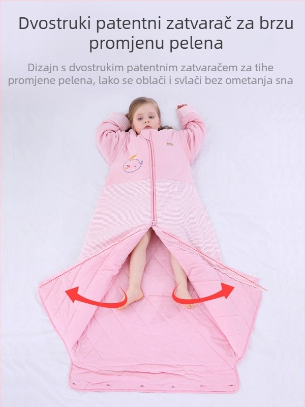 Dječji spavaći vreć od 100% pamuka, s odvojivim rukavima, motiv crtić, za četiri sezone, zima, proljeće i jesen, pranje, antibakterijski