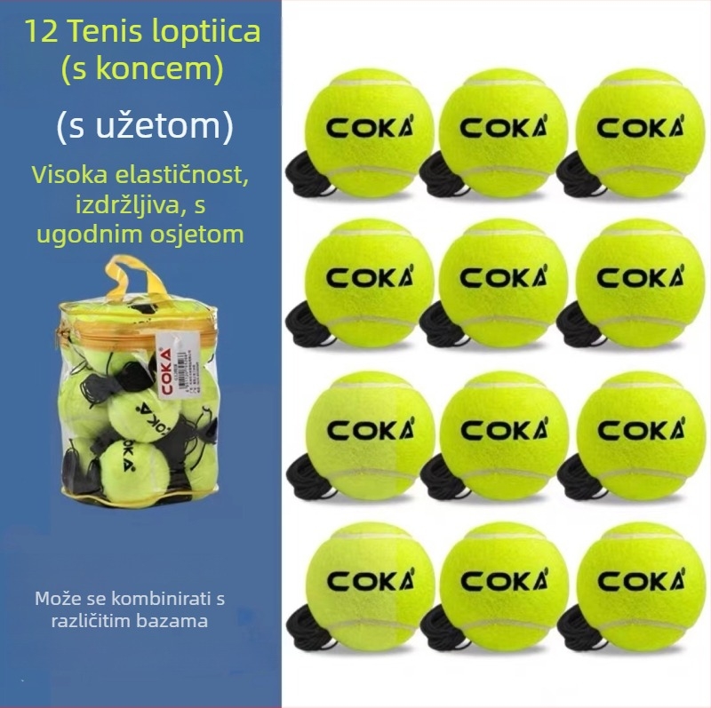 Uređaj za treniranje tenisa za početnike, gumena konstrukcija, logotip otisnut, prilagodljiv, pogodan za stolni tenis i tenis s perjem