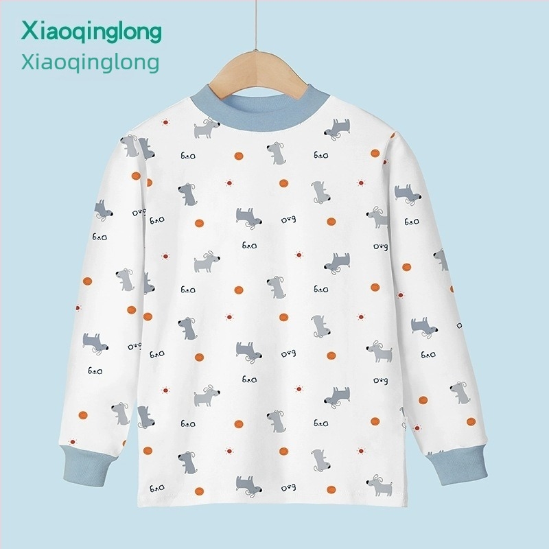 Dječji pamučni bazni top za proljeće i jesen, unisex, s visokim ovratnikom, 100% pamuk, uzrast 3–8 godina, bez kapuljače.