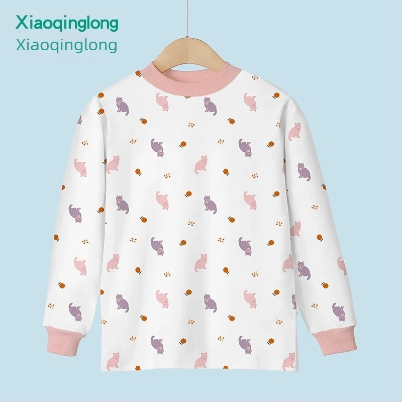 Dječji pamučni bazni top za proljeće i jesen, unisex, s visokim ovratnikom, 100% pamuk, uzrast 3–8 godina, bez kapuljače.