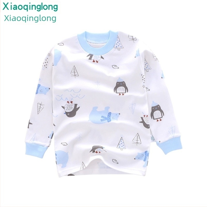 Dječji pamučni bazni top za proljeće i jesen, unisex, s visokim ovratnikom, 100% pamuk, uzrast 3–8 godina, bez kapuljače.